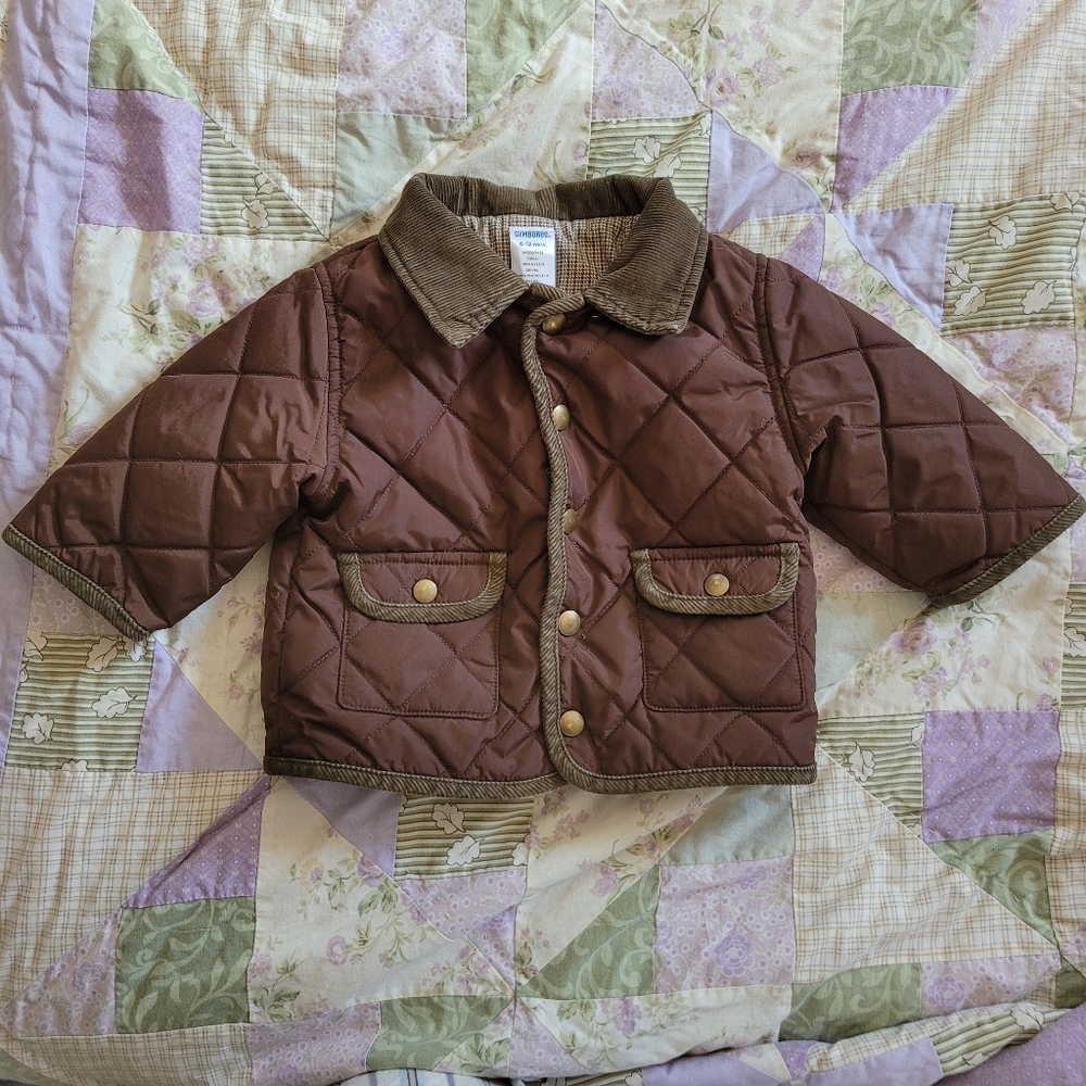 Brown and olive quilted child's jacket